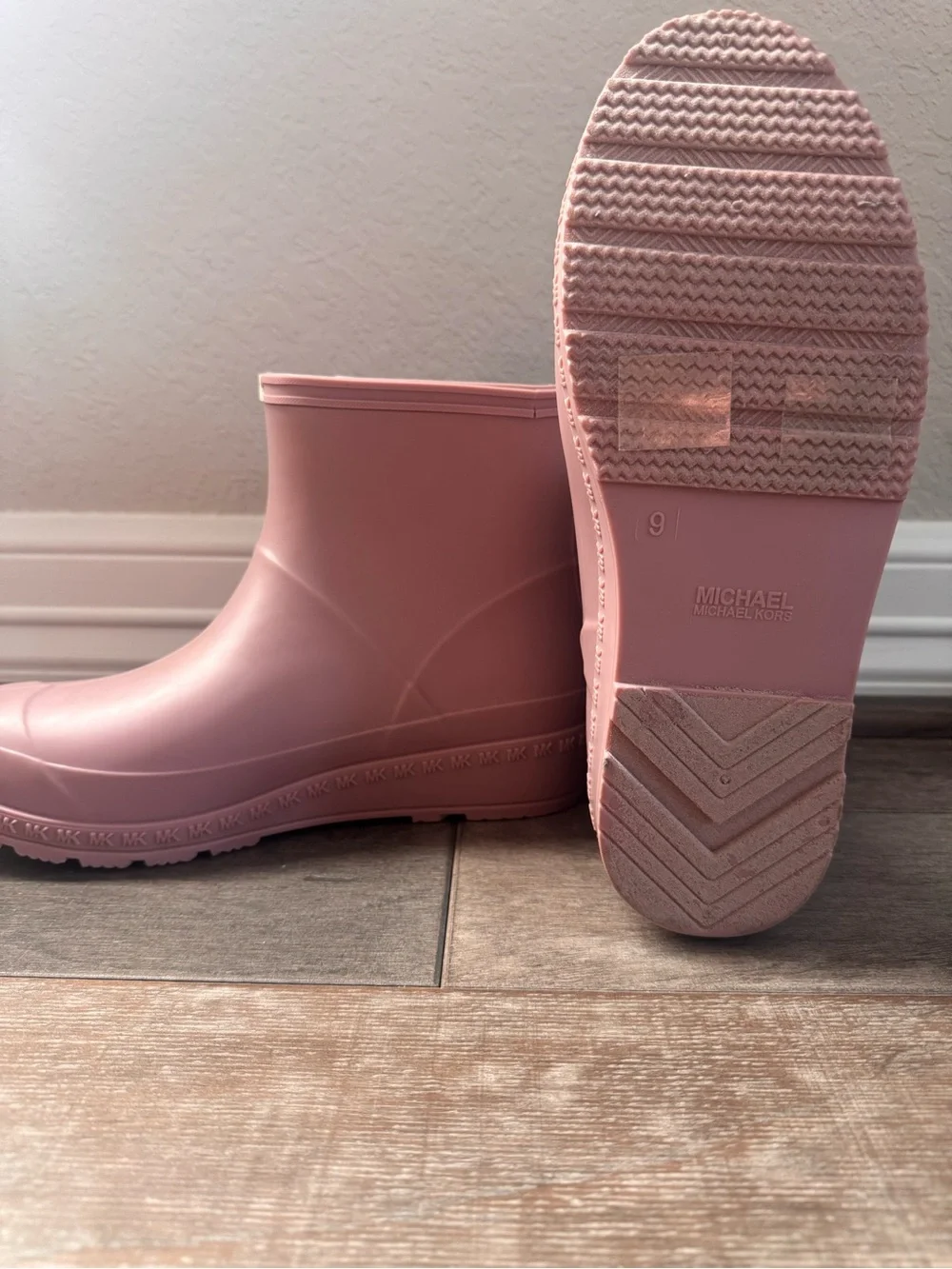 Michael Kors Blush Pink Mac Rain Boots with MK Logo